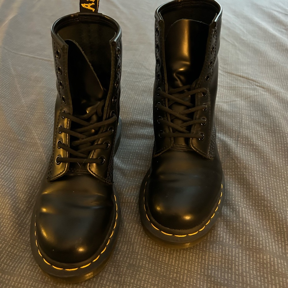 Dr. Martens Black Boots with Yellow Accents